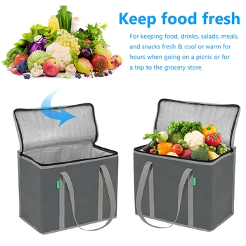 

Shopping Foldable Pouch For Beach Reusable Work Non-woven Food Storage Insulated Picnic Bag With Handles Travel Fishing Grocery