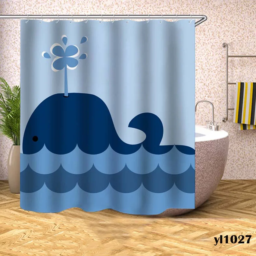 Pattern 17 Мультяшная душевая занавеска, животные, кошка, медведь, водонепроницаемая занавеска для ванной, для ванны, для купания, очень большой, широкий, 12 крючков - Цвет: Pattern 17