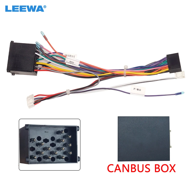 LEEWA Car 16Pin Power Wiring Harness Cable Adapter With Canbus For BMW E46/E39/E53(99) Install Aftermarket Android Stereo #6461 |