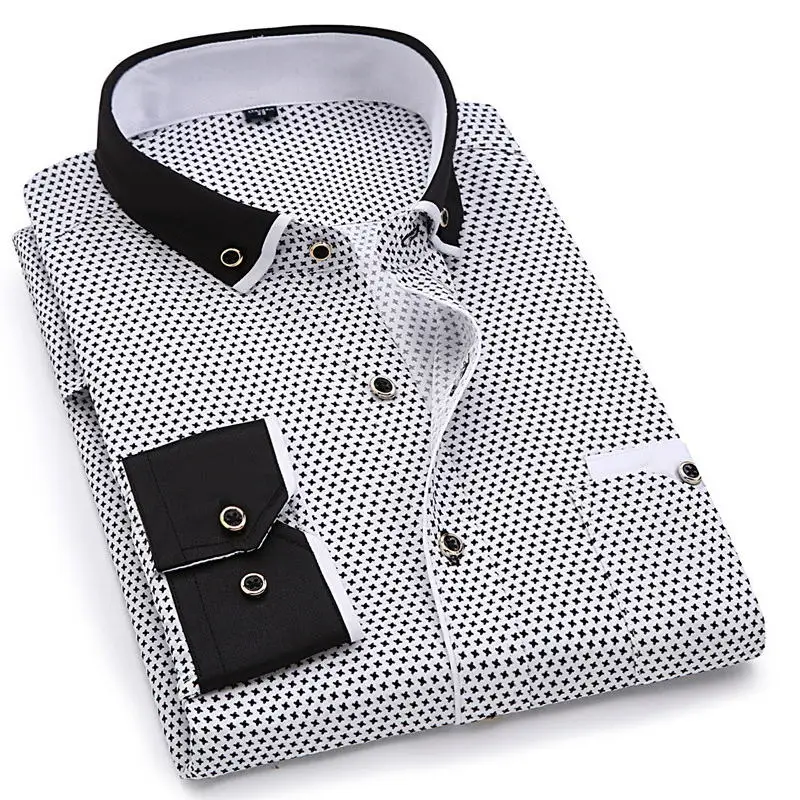 Camisa de manga larga con estampado de moda para hombres, estilo ajustado 5XL