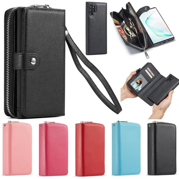 

Multi-functional Wallet Phone Case For Samsung Galaxy Note 10 10Plus Case Litchi Pattern PU Leather Mobile Protective Cover
