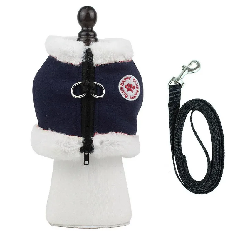 Теплый мягкий стеганый жилет для собак, куртка для собак, поводок для собак, одежда для маленьких собак и поводок, костюм для товары для домашних собак - Цвет: L