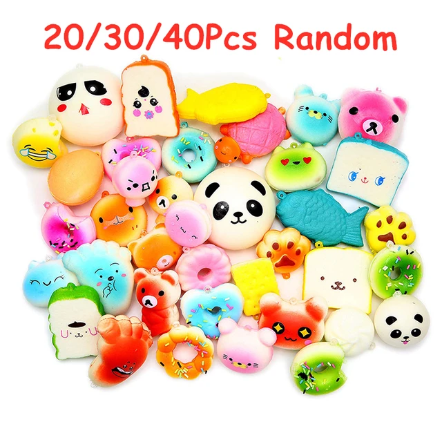 Random 20/30/40Pcs/Lot Mini Cute Squishy Soft Slow Rising Toys Set Bread Cake Food Key Ring Squishy Anti-Stress Squeeze Toy