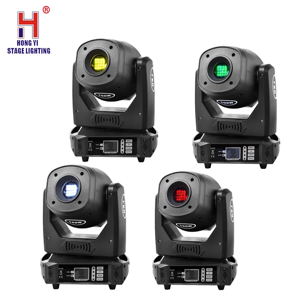 

DMX 512 Stage Lighting 100W LED Spot Light Professional Moving Head Lights RGBW 4in1 Strobe Effect Gobo light for dj (4pcs/lot)