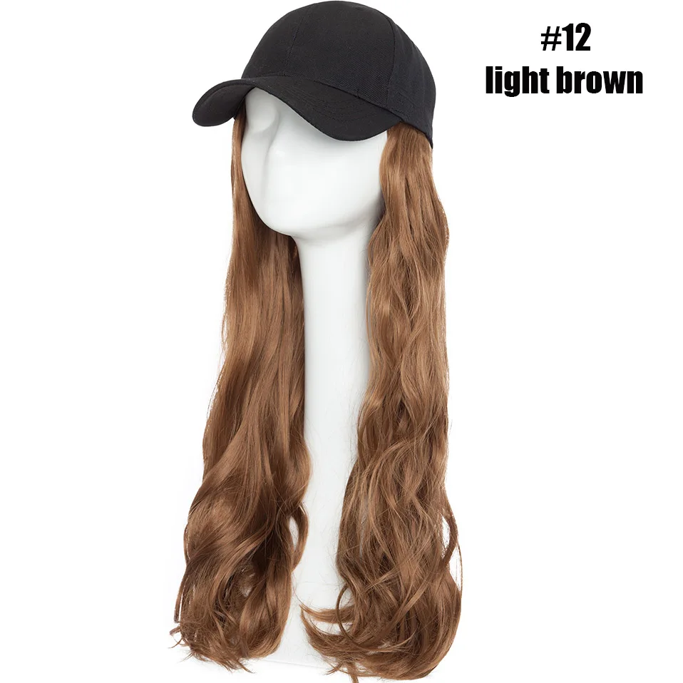 SNOILITE синтетические волосы для наращивания с бейсбольной шляпой, кепкой, бейсболкой с длинными волнистыми волосами, натуральные накладные волосы для женщин - Цвет: light brown