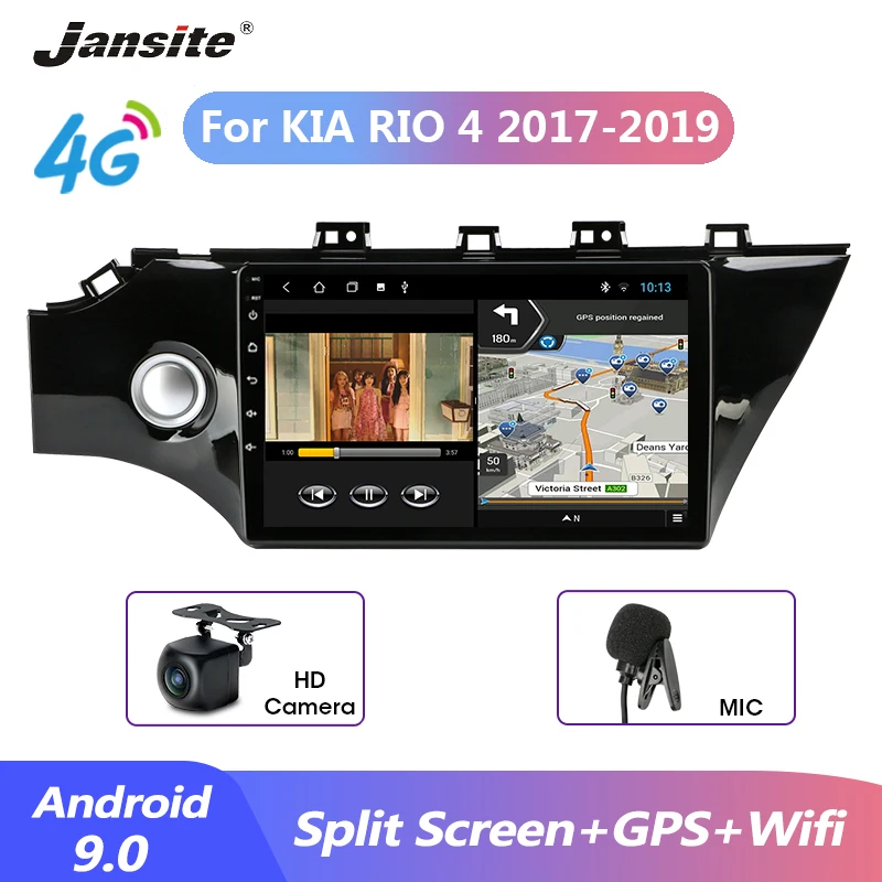 

Jansite 10" Car Radio Android 9.0 For KIA RIO 4 2017-2019 Multimidia Video Split Screen Navigation GPS 2G+32G DSP android Player