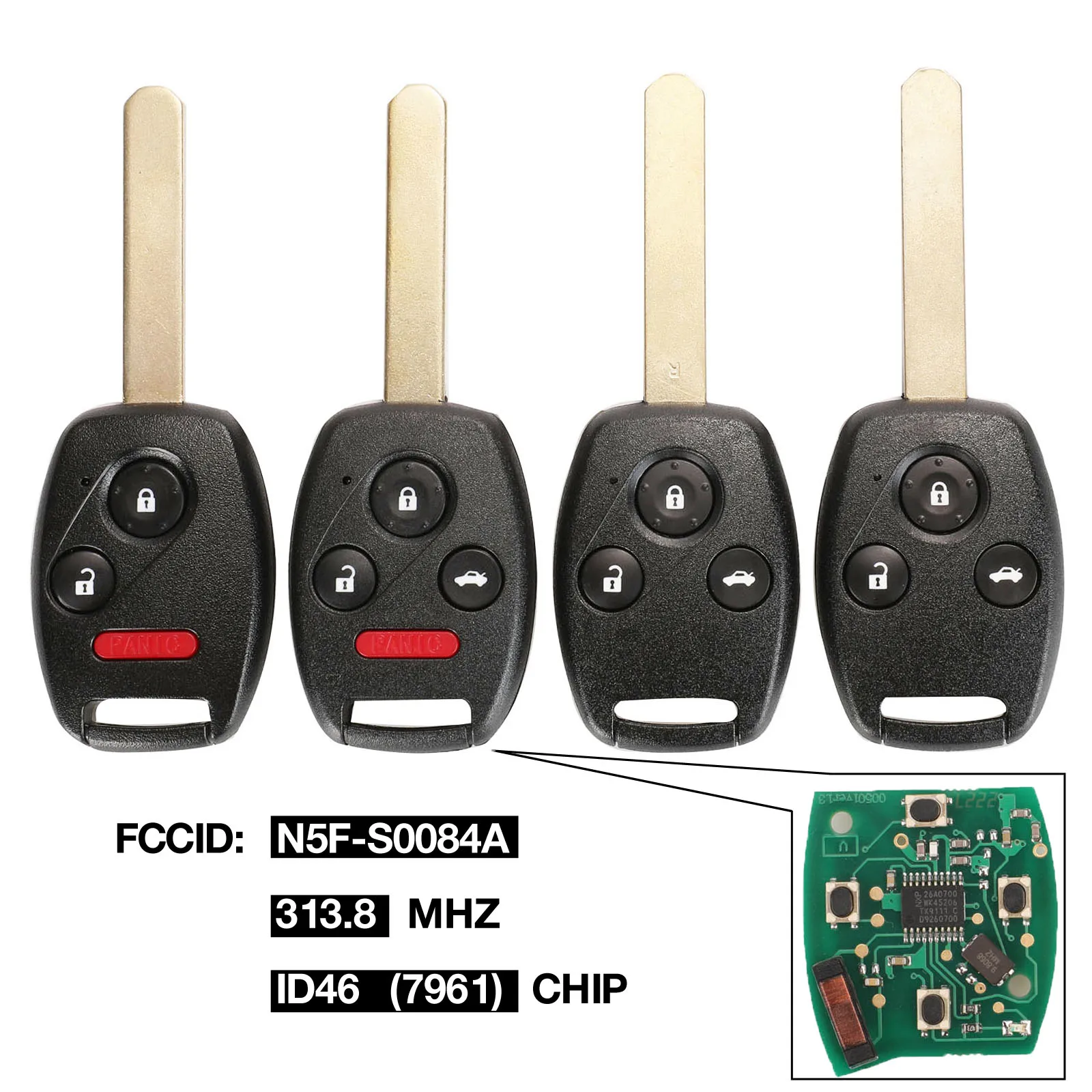 Jingyuqin 10 шт./партия дистанционный ключ для S0084-A 313,8 МГц для Honda CIVIC STREAM с ID46(7961) чип автосигнализации управления