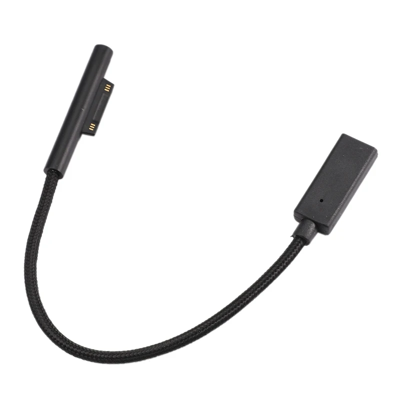 USB кабель с нейлоновой оплеткой 0,2 M женский USB-C зарядный кабель для Microsoft Surface Pro 6/5/4/3 Поверхность ноутбука 1/2, 45Вт 15В PD кабель для зарядки