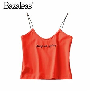 W13 orange 181 Bazaleas уличная держать на ходу вышитые сексуальные Обрезанные Женская майка тонкий кроп Топ панк блузка Прямая - Цвет: W13 orange 181