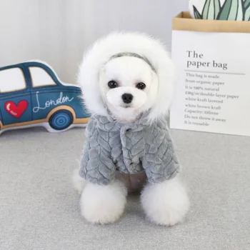 

Pet Dog Clothes Winter Warmwith Big Fur Collar And Four Legs Jumpsuit Thicken Pet Clothing, Puppy Clothes Jackets