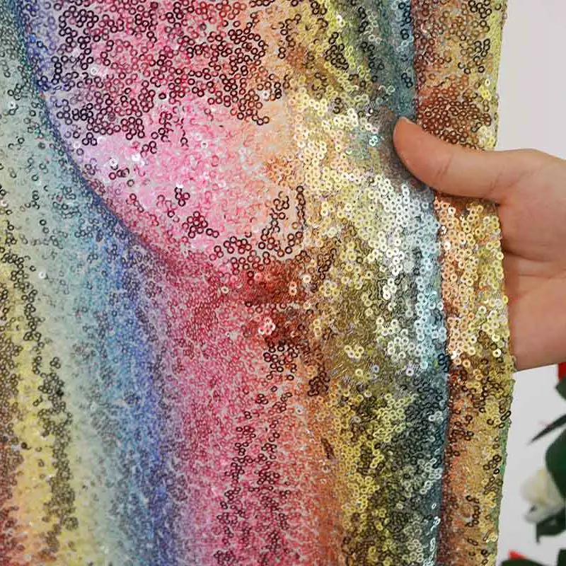 3 мм блестящая ткань с пайетками светильник зеленые ткани с блестками ручной работы материалы для платья Sewing-M191010 - Цвет: Rainbow