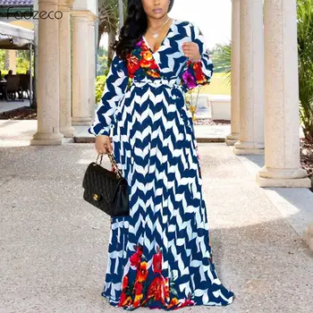 

Fadzeco African Robe Dresses For Women Plus Size Loose Dress Colorful Floral Batik Irregular Splice Wax Print Gowns Ladies Dress