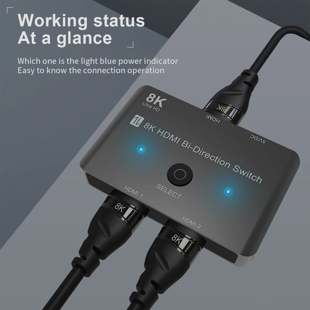Συμβατός με HDMI 8K HD 2.1 Αμφίδρομος Διακόπτης 8K@60Hz 4K@120Hz 1 ίντσα 2 έξοδοι 2 ίντσες 1 έξοδος Διαχωριστής υψηλής ταχύτητας 48Gbps για Xbox X PS5_voghion.com