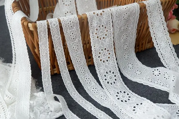 Normal White Cotton Embroidered Floral Lace Cloth Ribbon DIY Crafts X927 lace ribbon lace fabric lace sewing accessories lace sewing supplies clothing craft accessories
