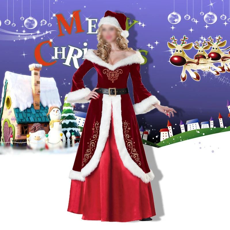 Женский Рождественский Костюм Мисс Санта Клаус, маскарадный наряд, нарядное платье для вечеринки, комплект, праздничная зимняя модная одежда, мягкий пояс снеговика