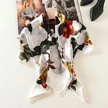Новое поступление модный элегантный брендовый шелковый шарф с цветами 90*90 см квадратная шаль twill wrap для женщин