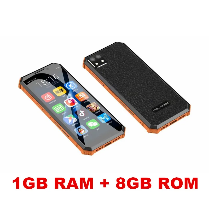 8G ROM Orange Melrose END Android Telefone Mini Portable Cheap Smartphone 3.4'' Fingerprint ID 5MP 4G 3GB RAM Ultra Slim Mobile Phones - Цвет: 8G ROM Orange