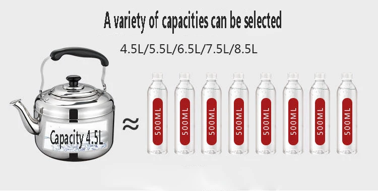 Нержавеющая сталь, утолщенный чайник, газовая индукционная плита большой емкости, газовый универсальный чайник со свистком, чайник со свистком
