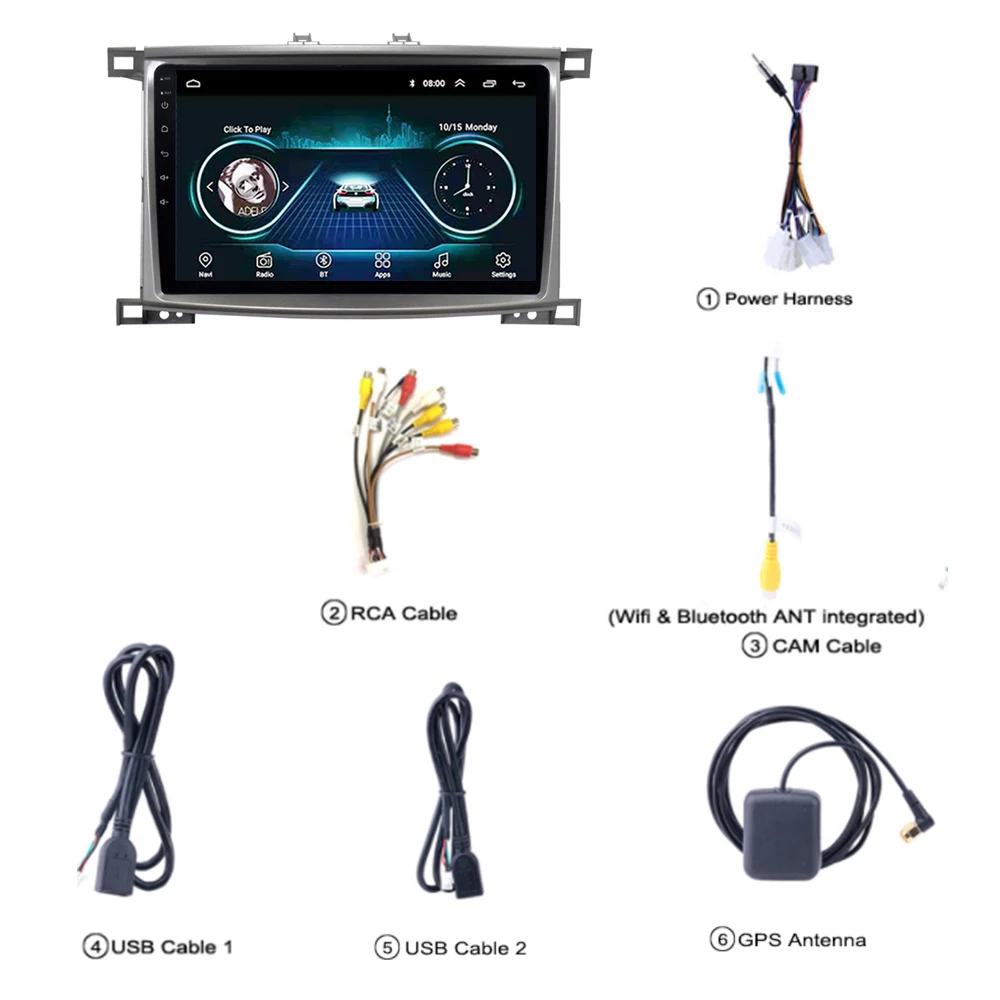 Top Car DVD for Toyota LC 100 Land Cruiser 100 9 inch Android 8.1 GPS Navigation Video Player Support WIFI/FM/TV/Bluetooth/Rear View Camera/Steering Wheel Control/HD/Video Player/USB/Carplay 3