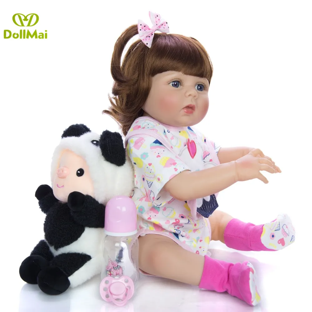 Boneca Возрожденный ребенок девочка кукла 23 Дюймов Полное Силиконовое боди загара кожи Возрожденные куклы игрушки для детей подарок