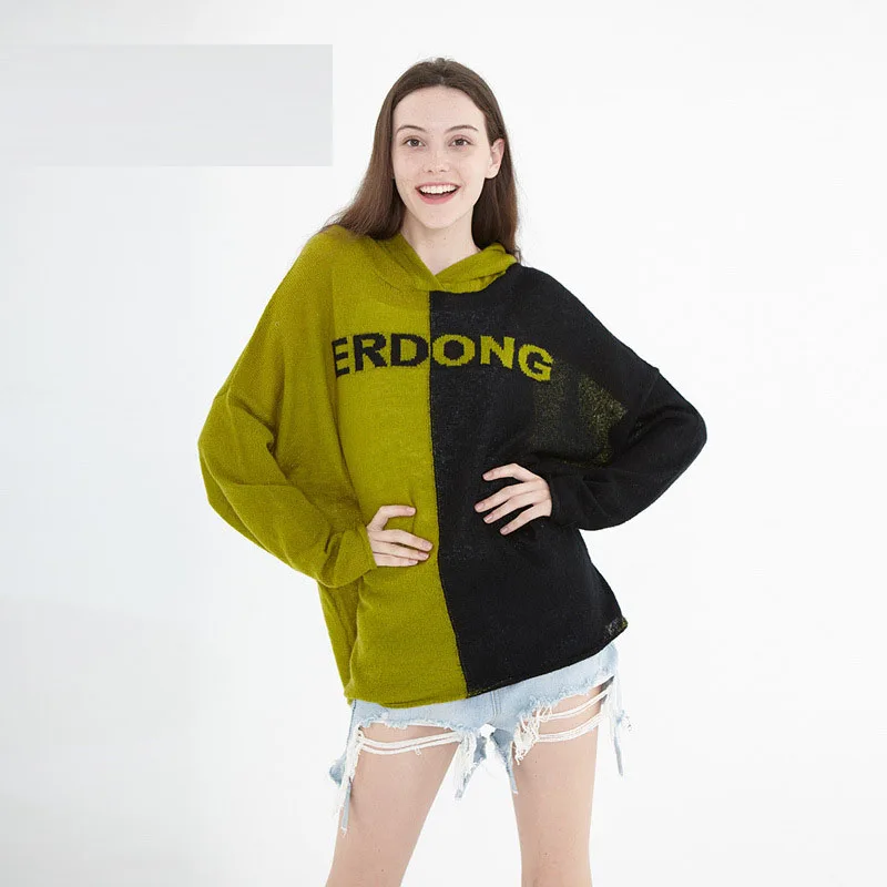 

QPFJQD Autumn Spring Knitwear Women Casual Wool Mohair Hooded Oversized Sweaters Ladies Loose Warm Winter Mohair Pullover Tops