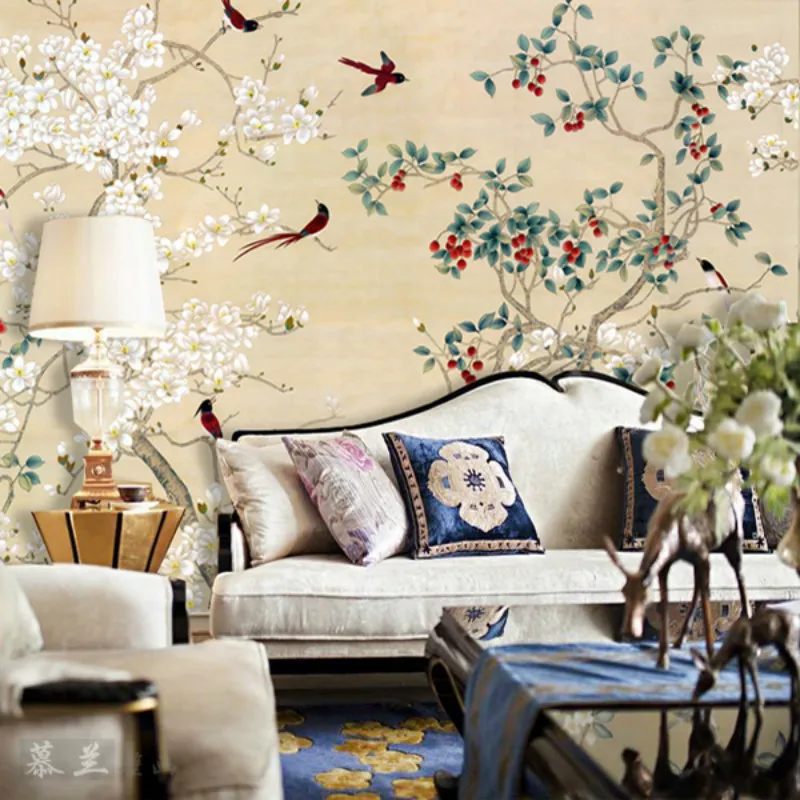 Китайская классическая настенная живопись 3D фото обои для стен 3d Цветочная Роспись в виде птиц для гостиной спальни обои домашний декор
