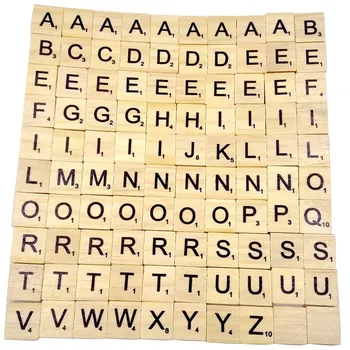 

100PCS Wooden Letter Alphabets Scrabble Number English Letters Alphabets & Numbers Digital Puzzle Kids Educational Toy #25