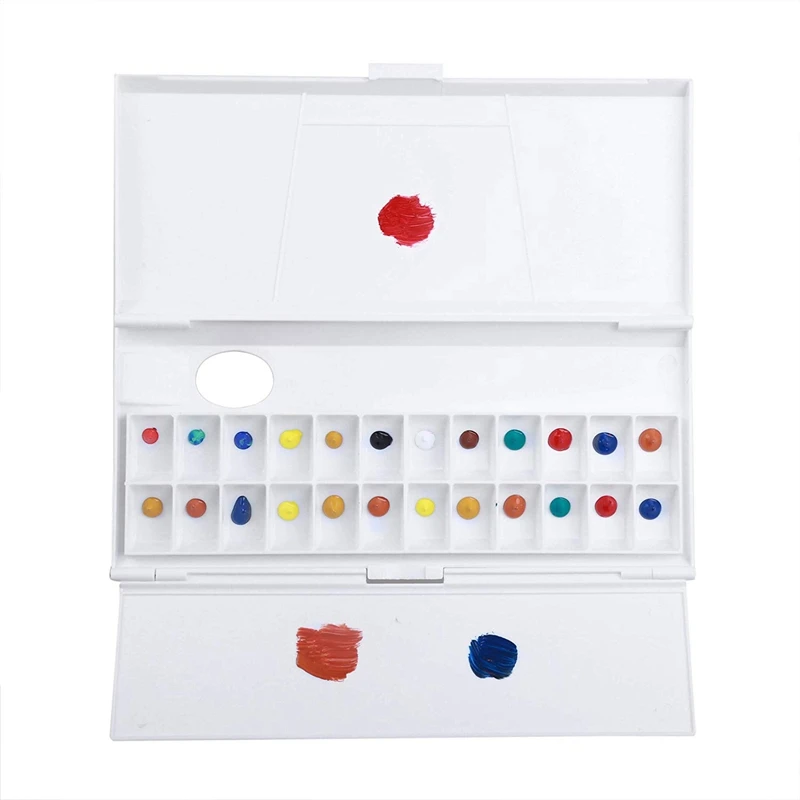 24 Grids Folding Moisturizing Watercolor Palette for Artist Watercolor Oil Painting Paint Palette Tray Box Art Supplies