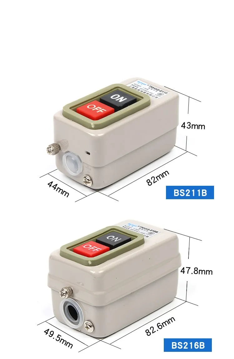 TNHA2-BS211B BS216B BS230B Управление кнопочный переключатель AC220V 380V ВКЛ-ВЫКЛ 2 Позиции 3.7KW трехфазный Мощность начать 50 Гц/60 Гц