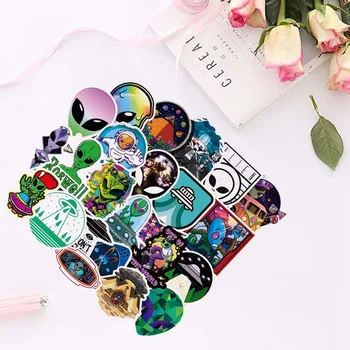

50Pcs/Set Alien Graffiti Stickers ET UFO Cartoon Stickers Gifts Toys for Children DIY Skateboard Laptop Car Phone