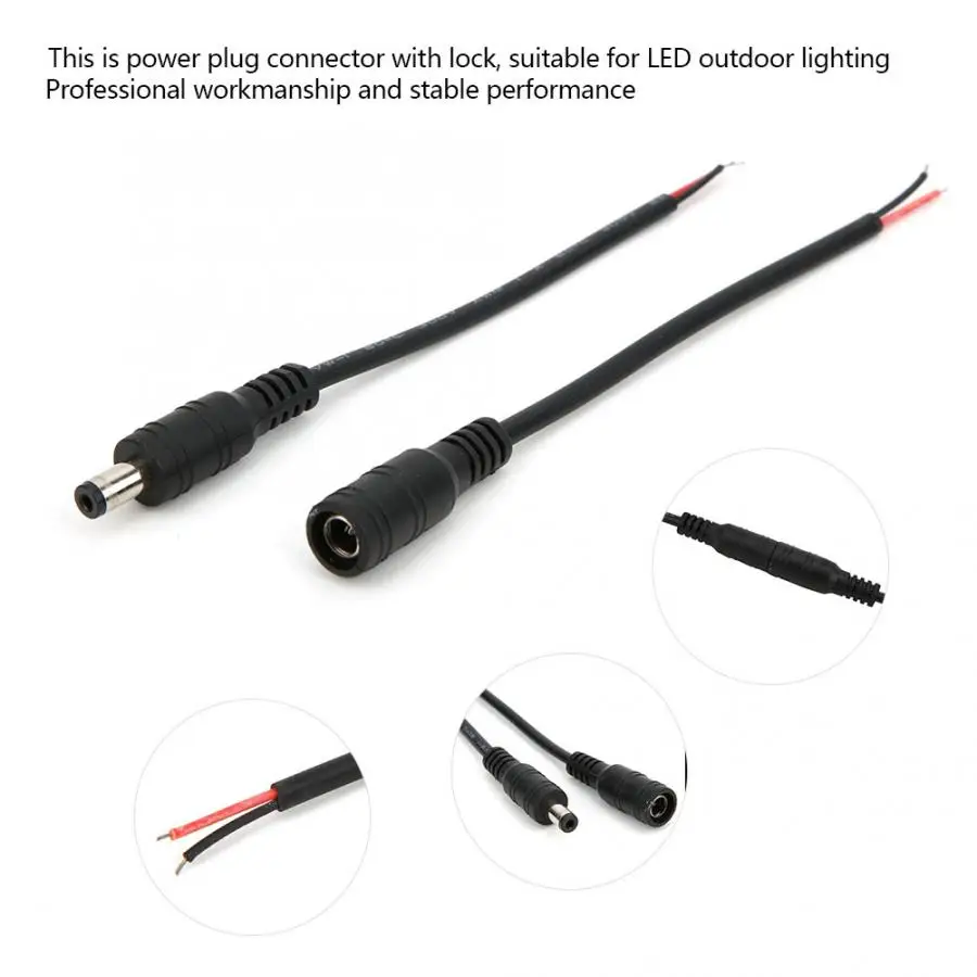 50 пар женский/мужской кабель Разъем питания с замком для светодиодный наружного освещения 22AWG 5,5 мм x 2,1 мм разъем питания