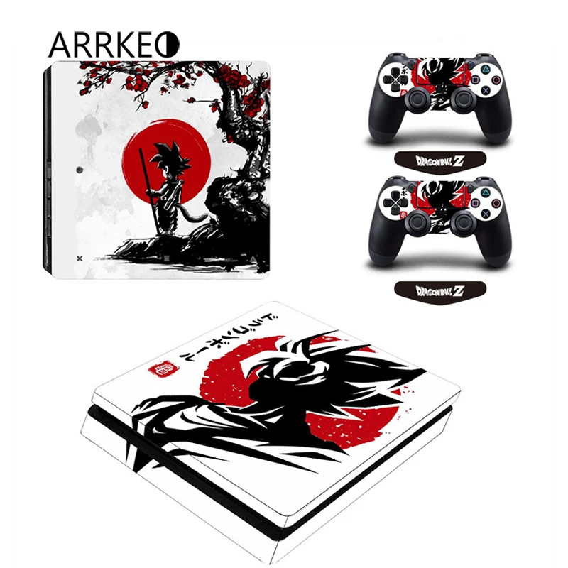 

ARRKEO Dragon Ball Son Guko Protective Vinyl Cover PS4 Slim Skin Stickers for Sony PlayStation 4 Slim Console & 2 Controllers