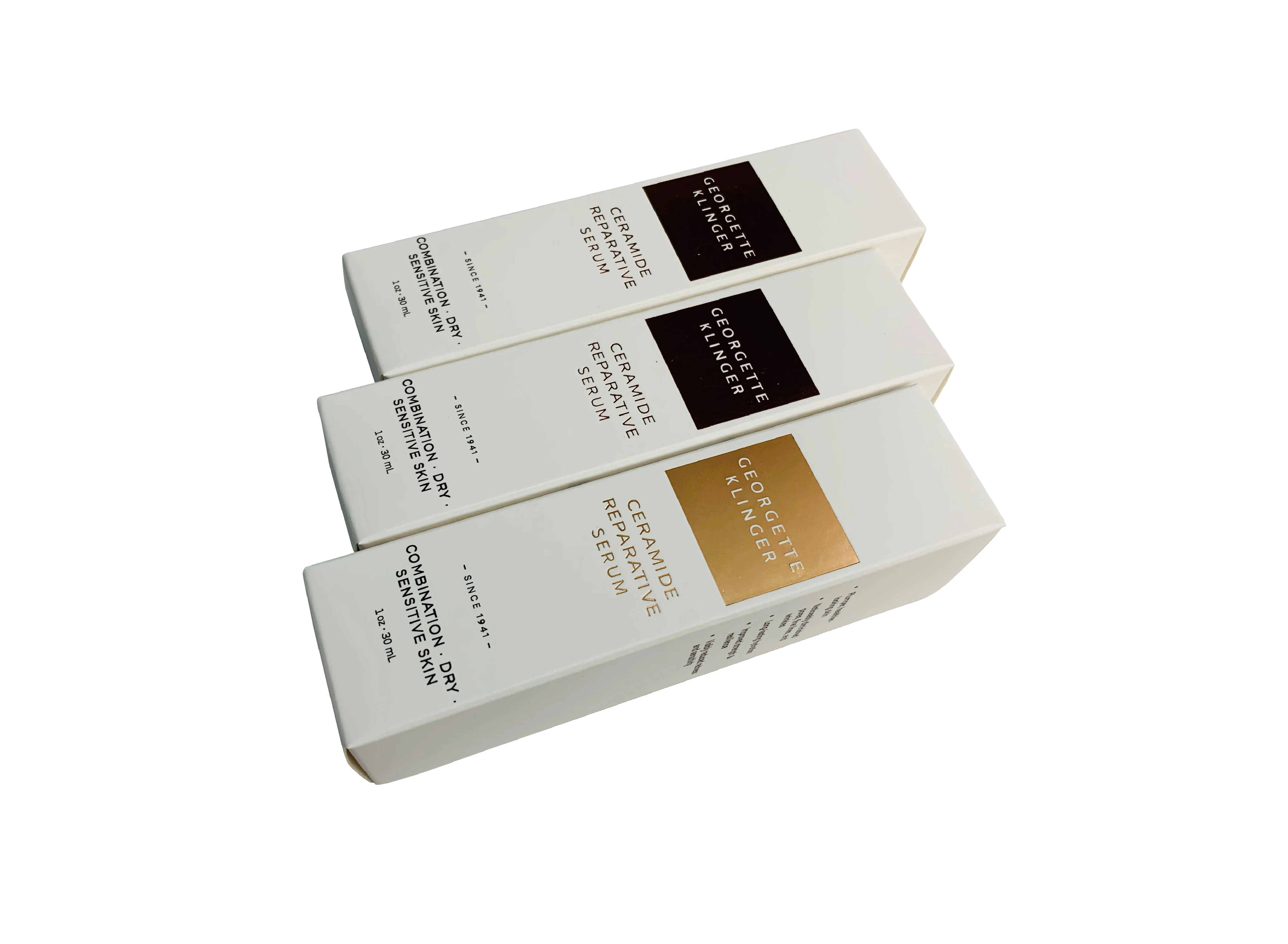 Custom 30ml essense bottle makeup serum bottles white cardboard packaging box with gold foil stamping logo 6