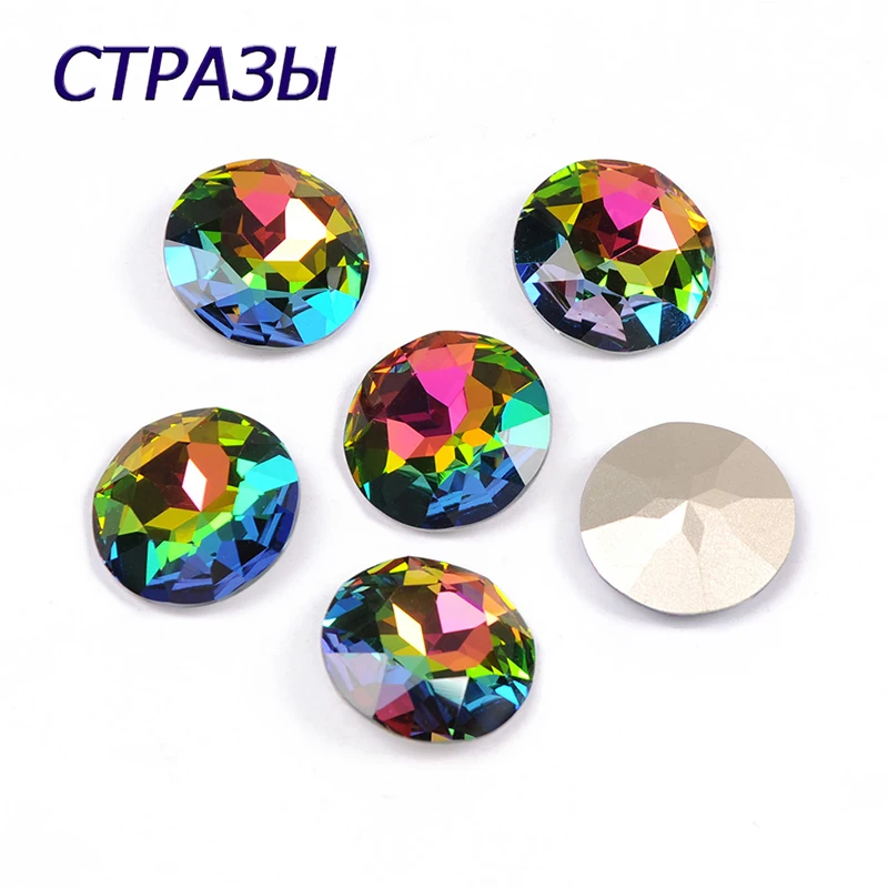 

CTPA3bI 1201 Round 27mm VM Fancy Stones Glass Bead Crystal Setting Pointed Back Handicraft Beads For Costume Jewelry
