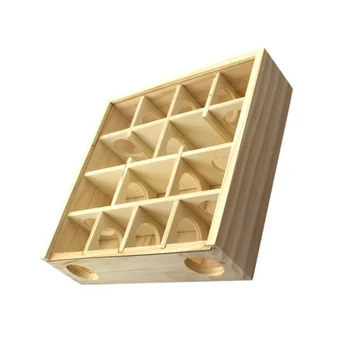 

Funny Hamster Maze Pet Supplies Playing Holes Wooden Training Toy Non Toxic Compartments Accessories Mouse Square With Glass Lid