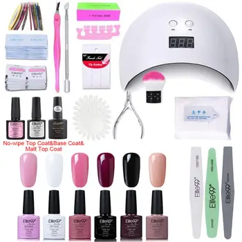 

Elite99 Gel Nail Kit Professional Set with 24W UV Led Lamp Matt Shiny Top Base Coat Nail Kits Manicure Remover Care Set Pedicure