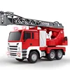 Water Spray 2.4G RC Fire Truck 660° Rotation One-click Demo Ladder Lift Cool Lighting Remote Control Truck Water Fire Car Gifts 6