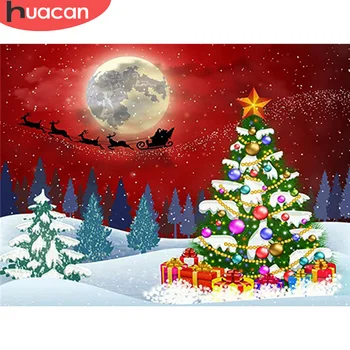 

HUACAN 5D Diamond Embroidery Landscape Snow Kits For Cross Stitch DIY Diamond Painting Christmas Tree Needlework Art Home Decor