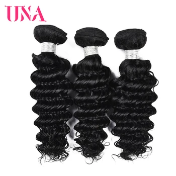 

UNA Deep Wave 8"-28" 6A Middle Ratio Brazilian Remy Hair Bundles 3 Bundles Deal 100% Human Hair Bundles 100g Color #1 #1B #2 #4