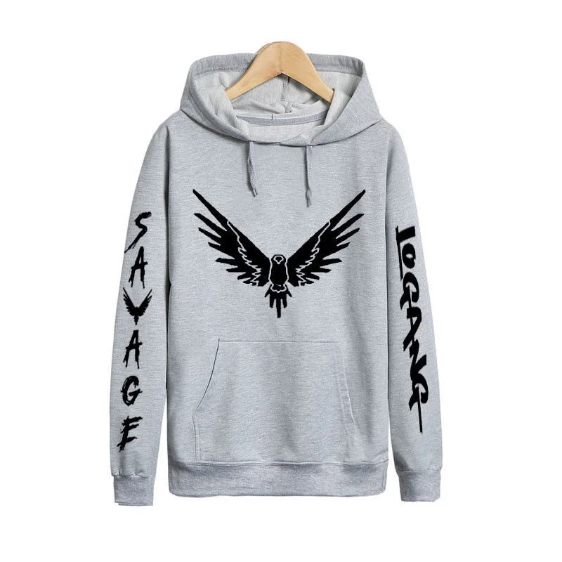 Зимнее пальто для мужчин; модные Sudadera hombre Logan; Paul Logan Maverick JP; толстовки с капюшоном; толстовки из хлопкового флиса; homme - Цвет: Серый