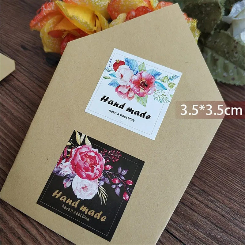 80pcs per pack 100 шт/80 шт/50 шт./лот Круглые Цветочные квадратные самоклеящиеся наклейки для украшения подарочных мешков ручной работы - Цвет: 80pcs per pack