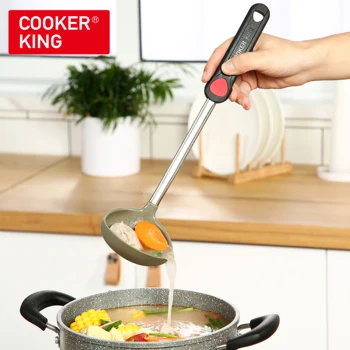 

COOKER KING Silicone Ladle Heat Resisitance Kitchenware Scoop Spoon Safe Kitchen Cooking Tool Non-Toxic Material Dipper