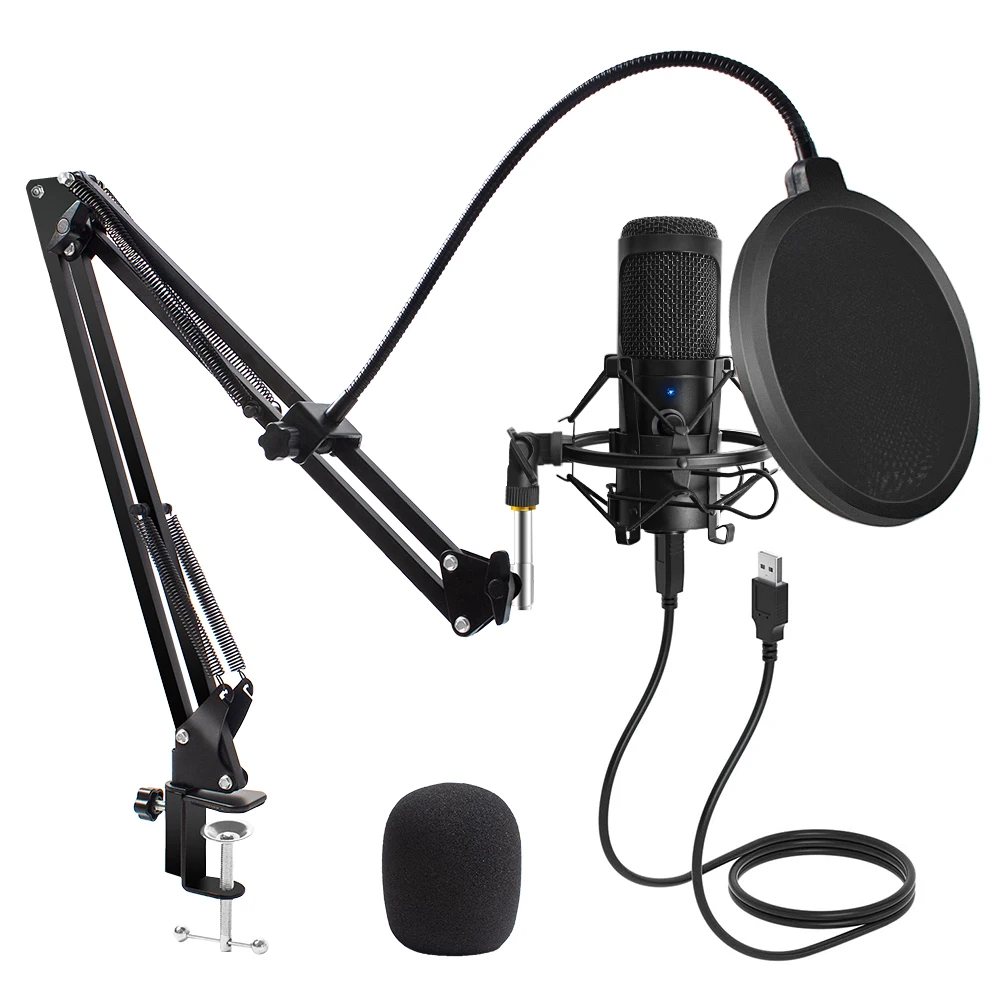 USB Mikrofon Kondensator D80 Aufnahme Mikrofon mit Ständer und Ring Licht für PC Karaoke Streaming Podcasting für Youtube|Microphones| - AliExpress
