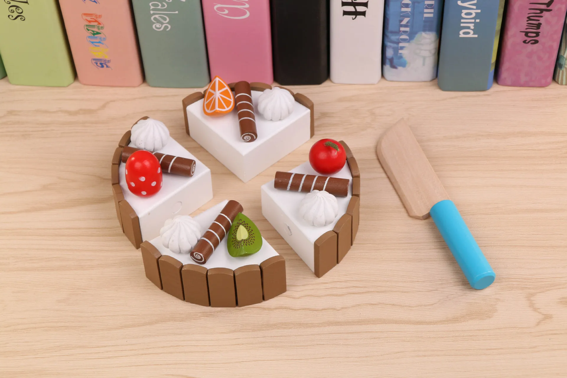 [Cloud Commercial Union] Children Play House Birthday Wooden Cake Toy Fruit Cut Birthday Gift