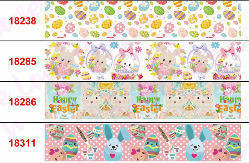 16 мм-75 мм лента в горошек с рисунком кролика и радужных яиц с надписью Happy Easter Day 50 ярдов/рулон