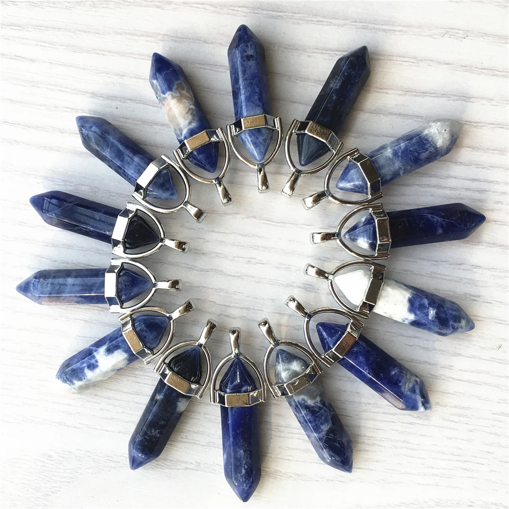 Модные подвески Reiki из натурального камня с синими точками Исцеляющие амулеты