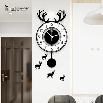 

Elk Non-Tiking Acrylic Decorative Pendulum Large Wall Clock Modern Design Living Room Home Decoration Wall Watch Wall Sticker