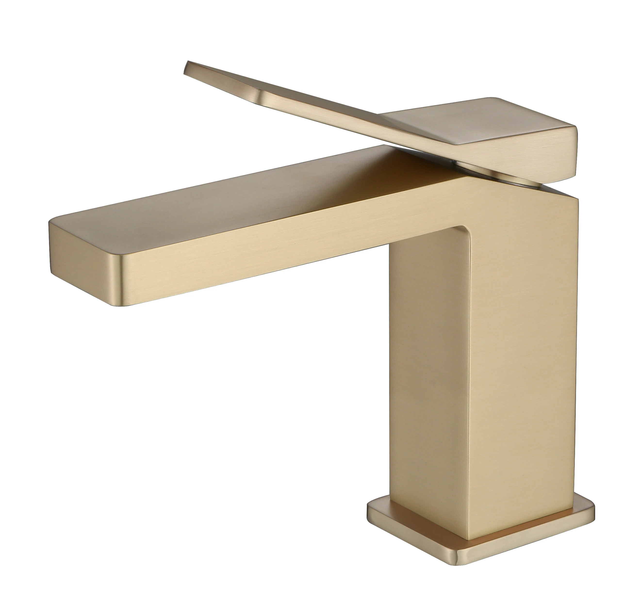 

Free ship Modern brushed gold Bathroom washbasin Sink Vessel Faucet Deck Mount Mixer Tap square NEW