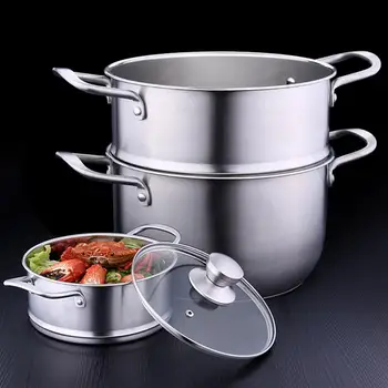 

Stainless Steel Steamer Steaming Pot Energy-saving Steamer Boiler Universal Cooking Pot for Induction Cooker Gas Stove Steam Pot