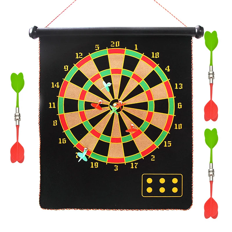 

12/15/17 Inches Target Dart Flocking Dartboard Darts Board Indoor Shooting Game Double Sided Target Magnetic Darts Flights Set